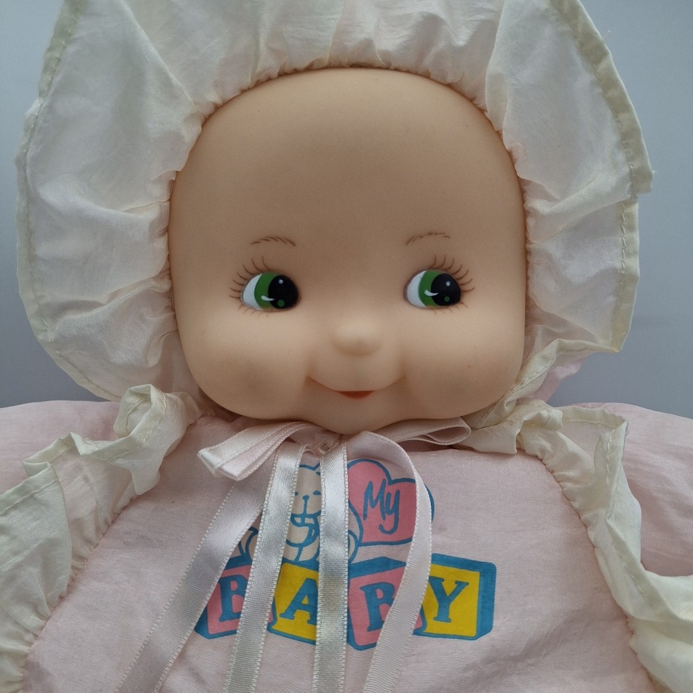 Nylon Dandee Soft VTG Expressions My First Baby Doll Rattle Plush Toy Light Pink - Picture 2 of 14